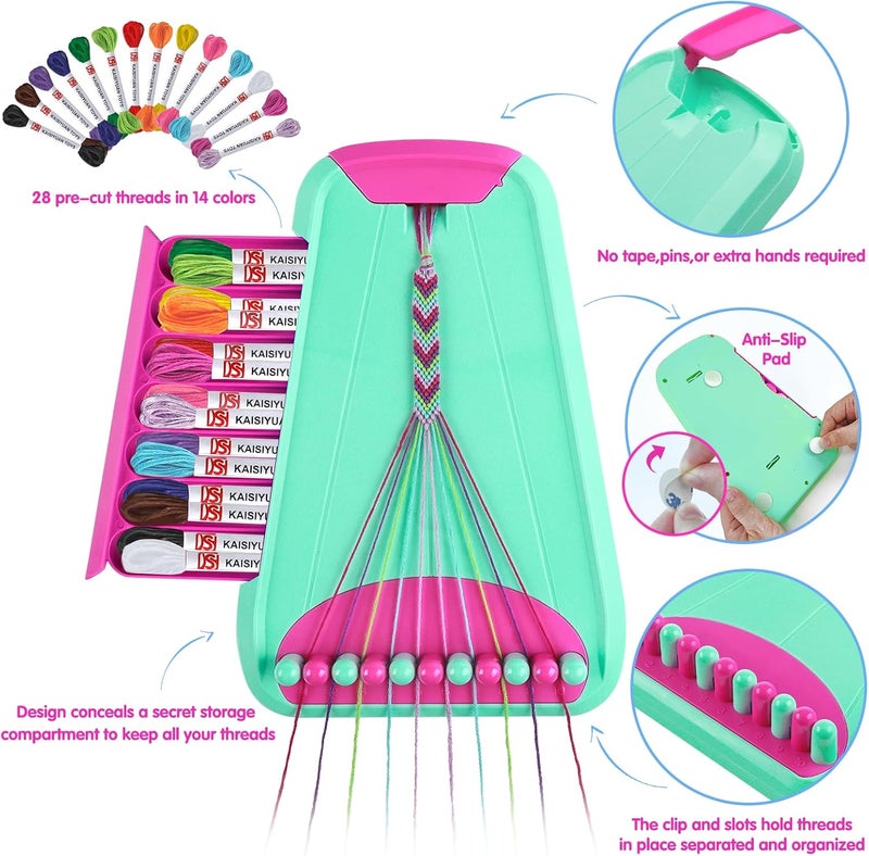 Maynacs Arts and Crafts for Kids Ages 8-12,Friendship Bracelet Making Kit for Girl,Kids Jewelry Making Kit with 28 Pre-Cut Threads,Christmas Birthday Gifts for Ages 6 7 8 9 10 11 12 Year Old Green Rose - Image 2